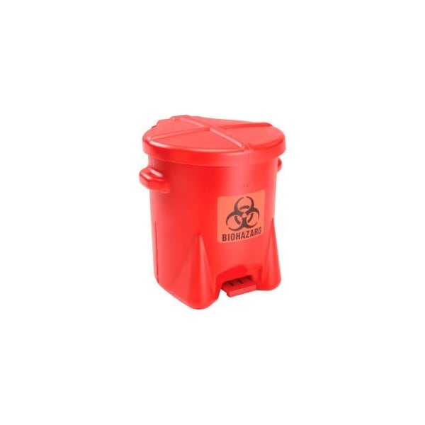Eagle 6 Gallon Poly Safety Biohazardous Waste Can, Red - 943BIO